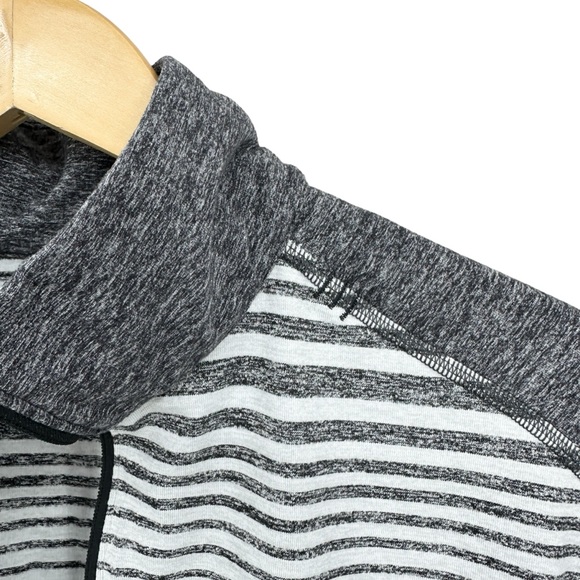 LULULEMON Surge Warm Quarter Zip Shirt Striped Gray - Picture 7 of 7